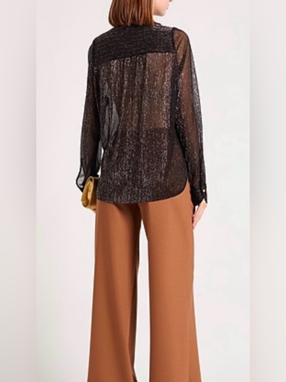 Zadig & Voltaire Black Metallic Thread Long Sleeve Blouse Shirt Top **Size M**🌺🌺 - Picture 2 of 8